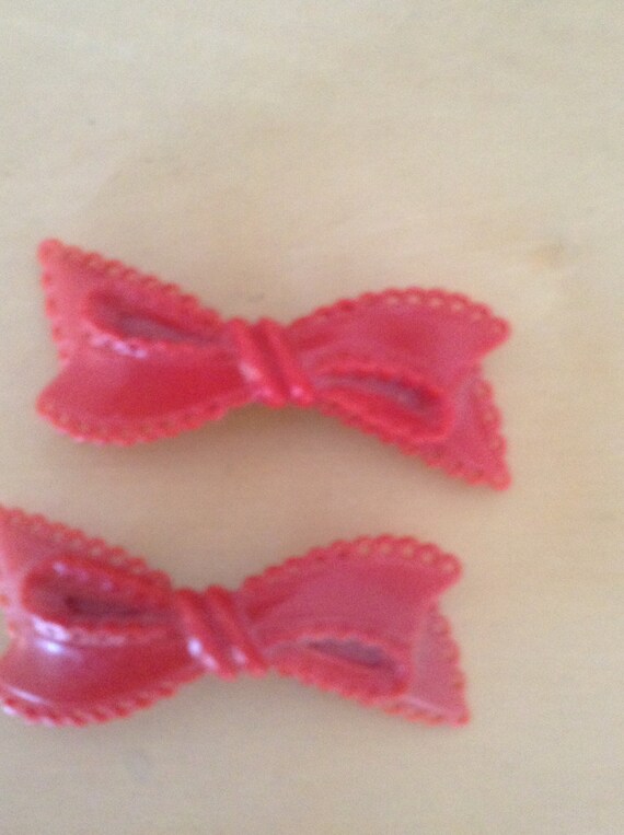 Cherry Red Vintage Barrettes One Pair - image 4