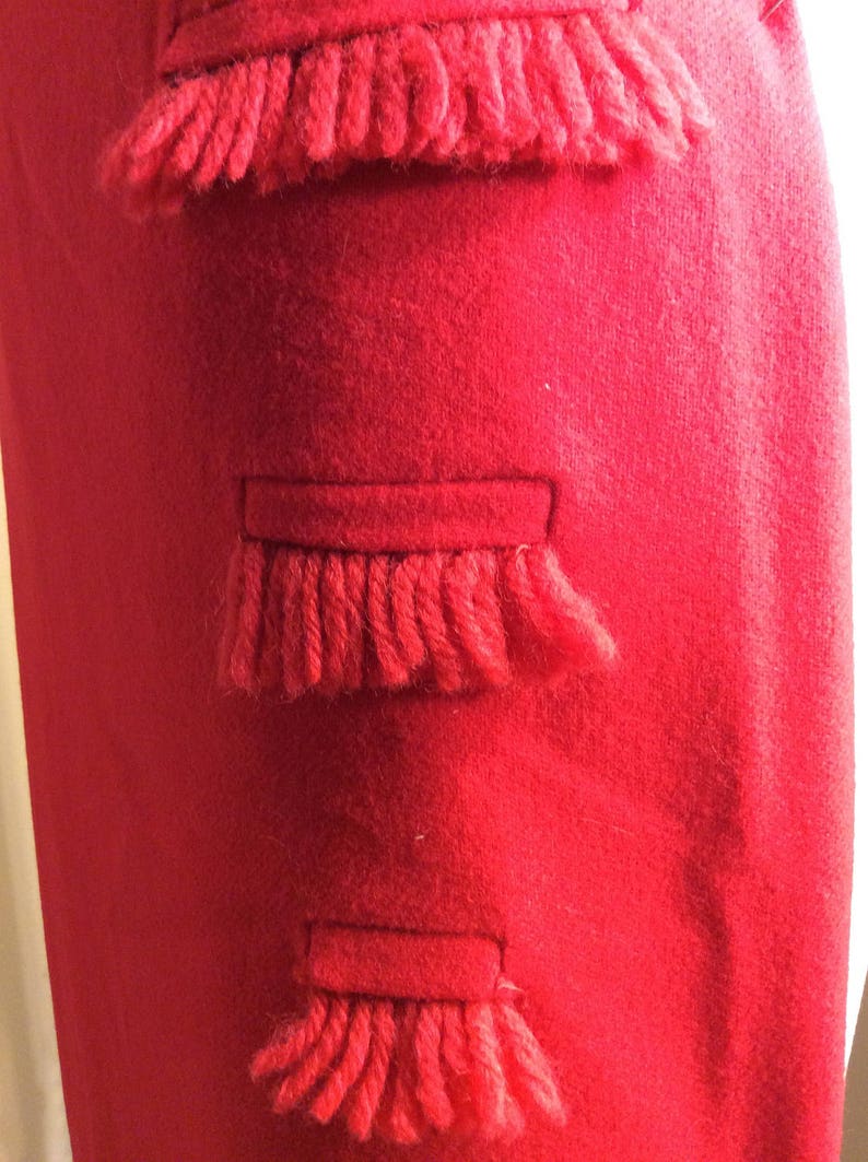 XS Red Wool Pencil Skirt image 2
