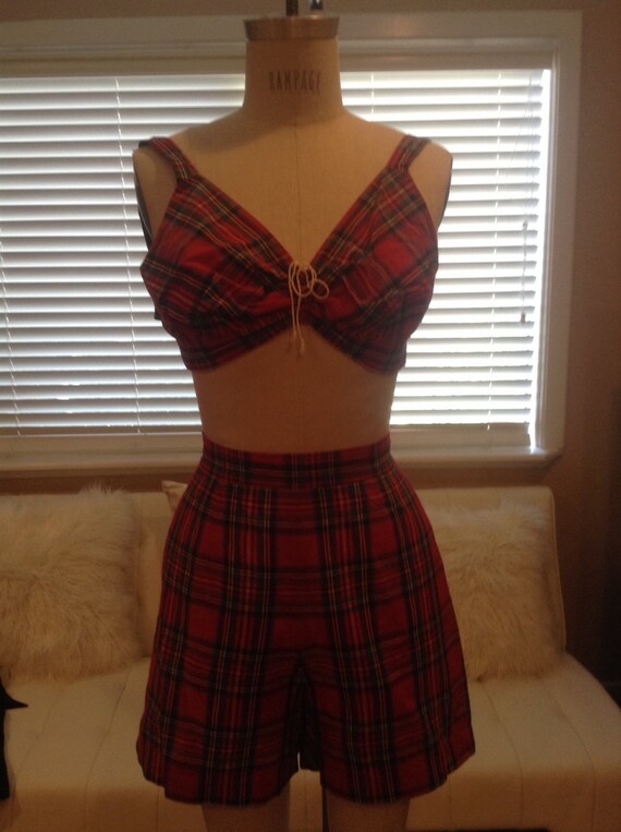 Red Cotton Plaid Sunsuit 2 Piece Set Saks Fifth Av