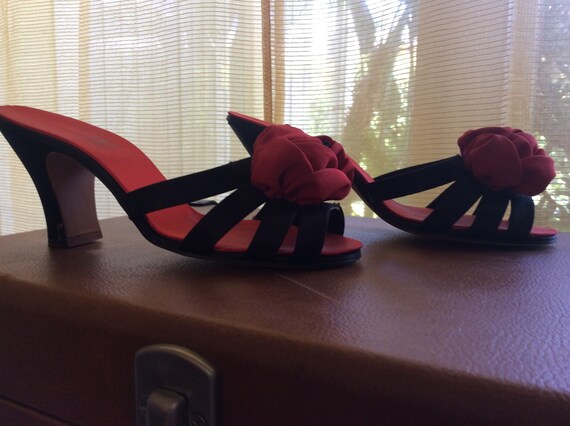 6m Deadstock Daniel Green Slipper Mules Black &Red