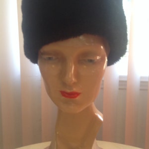 Black Faux Fur 1960s Hat