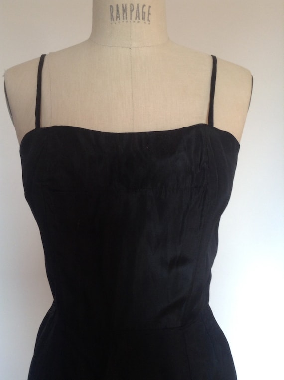 French Black Rayon Acetate Sheath Dress Slip XS B… - image 3