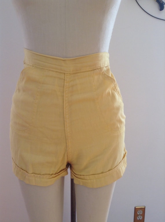Yellow Cotton Pin Up Shorts XS