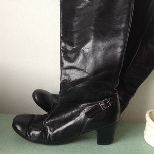 Alpine 1960s made in Spain Black Leather Boots 6 1/2 n