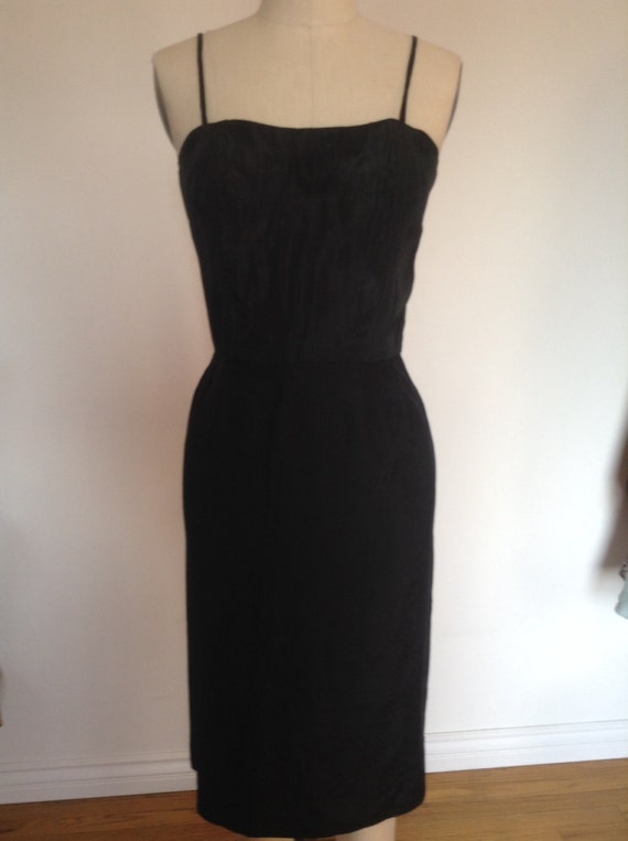 French Black Rayon Acetate Sheath Dress Slip XS B… - image 2