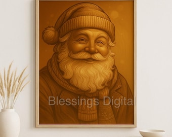 Vintage Santa Claus Portrait – Retro Christmas Art (Digital Download)