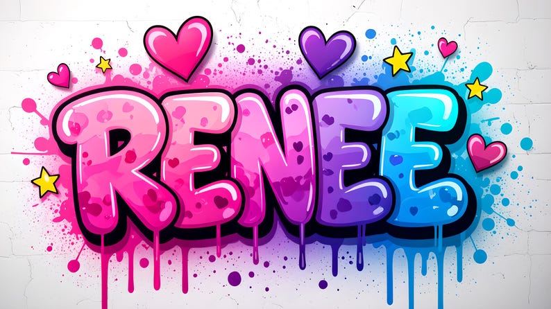 Rene Lettering Red Custom Graffiti Name PNG – Drip Text, Printable Wall Art (digital ...