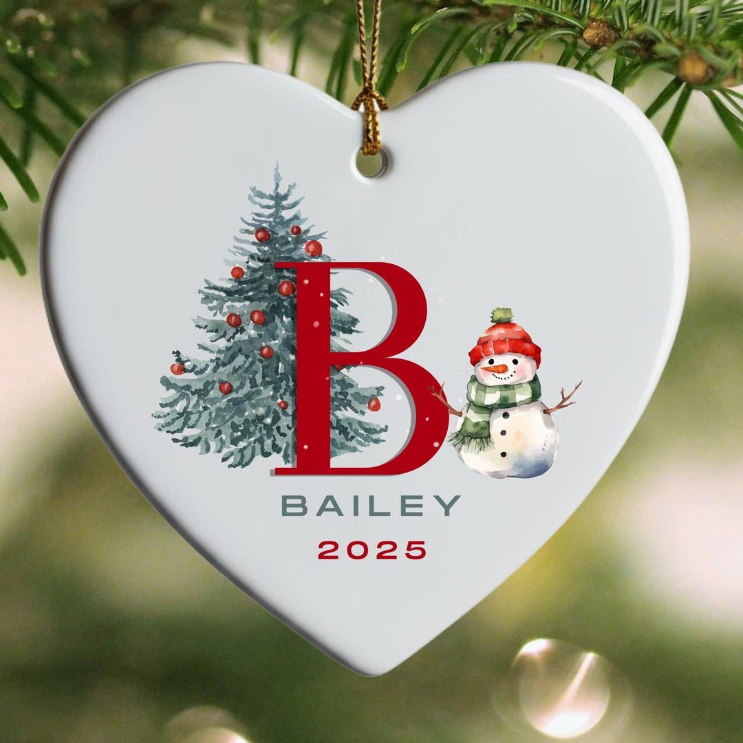 Personalized Heart Ornament 2025 | Custom Name & Initial Christmas Gift ...