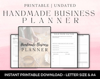 Handmade Business planner bundle, small business tracker, printable craft product journal, ADHD (digital download)