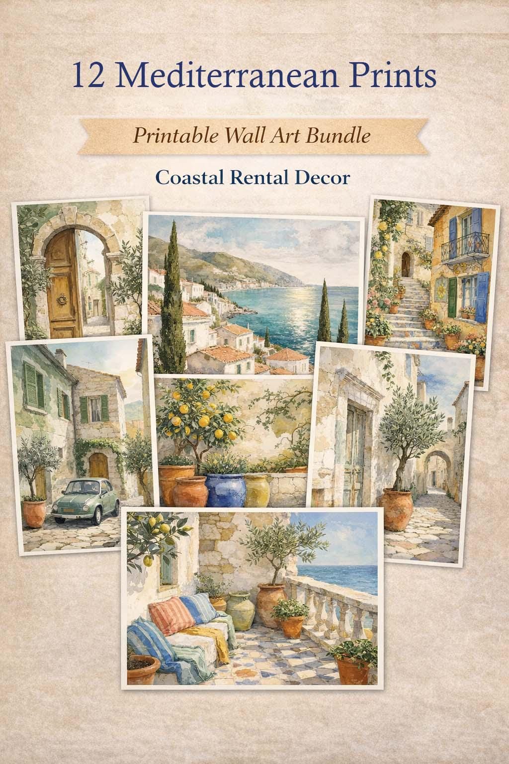 Mediterranean Printable Wall Art Bundle, 12 Coastal Village Prints - Etsy
