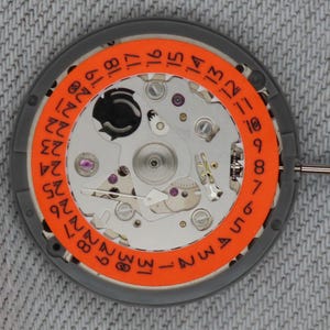 TMI-NH35 Automatic Movement With Full Orange Lume date wheel for 3 O'clock image 1