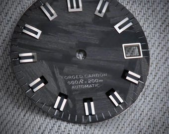 Black Forged Carbon Dial For NH35 Black Lume