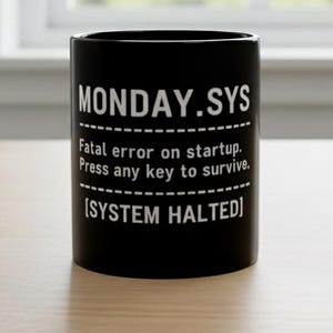Monday.sys Funny Office Mug, Programmer Gift, Sarcastic Monday Coffee Cup, IT Humor Mug, Software Engineer Gift, Developer Desk Accessories