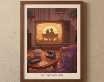 90s Retro Love Poster: Millennial Nostalgia, Valentine's Day Gift