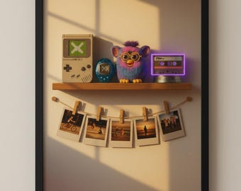 90s Nostalgia Wall Art, Retro Kids Toys Print, Millennial Gift, 90s Room Decor, Childhood Memories Poster, Digital Print, Vintage Toy Decor