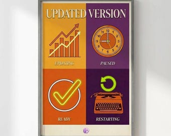 Updated Version Poster | Computer System Moods Retro Art | Office Humor Wall Decor | 18x24"