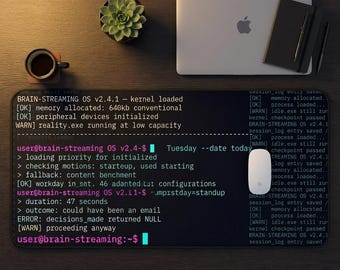 Retro Gaming Desk Mat | MEMORY.SYS Terminal | XXL Mousepad | Tech Aesthetic Desk Pad for Coders