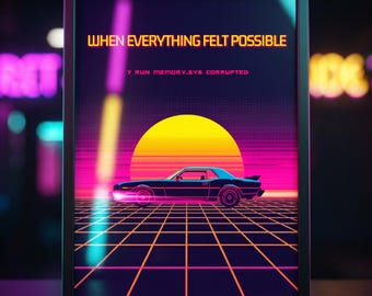 Memory.sys Corrupted | Synthwave Vaporwave Cyberpunk Glitch Neon Aesthetic Art Posters | Retro 80s Nostalgic Gaming Room Vintage Wall Decor