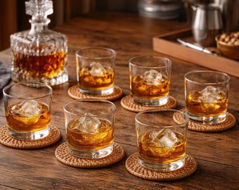 Lot de 6 sous-verres en rotin tissés à la main, dessous de plat ronds en osier, support de protection de table bohème