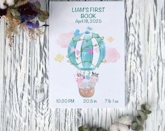 Barnets första år - Ballong. Personlig minnesbok för bebisen. Present till föräldrar, minnesbok för bebisen, namnbok för bebisen, födelsedagsbok