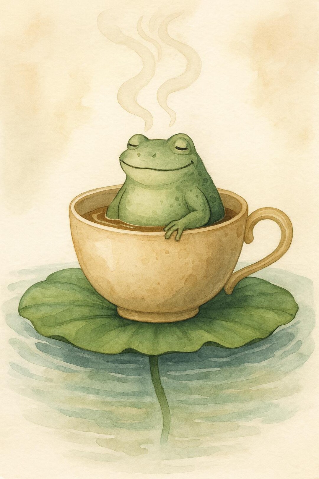Frog in Teacup Watercolor Art Print – Whimsical Zen (digital Download ...