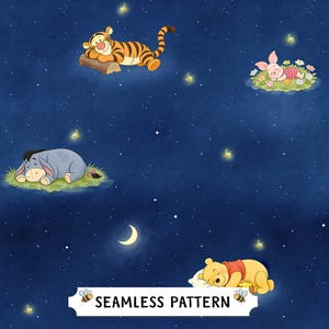 Nalle Puh Sömnig Natt Sömlöst Mönster – Digitalt Papper