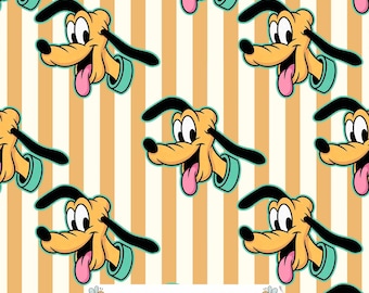 Cartoon Dog Digital Paper JPG | Golden Cream Stripes and Mint Collars