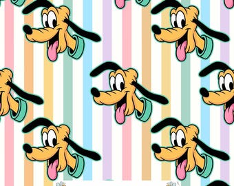 Cartoon Dog Digital Paper JPG | Pastel Rainbow Stripes and Mint Collars