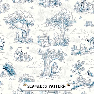 Toile Winnie the Pooh Seamless Pattern, Classic Design (PNG, JPG)