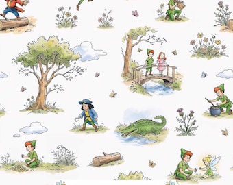 Storybook Adventure Digital Paper JPG | Flying Boy, Pirates, Fairies and Woodland Scenes