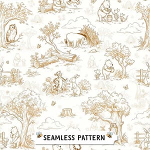 Vintage Winnie the Pooh Musterdesign für Baby Shower Crafts (PNG)