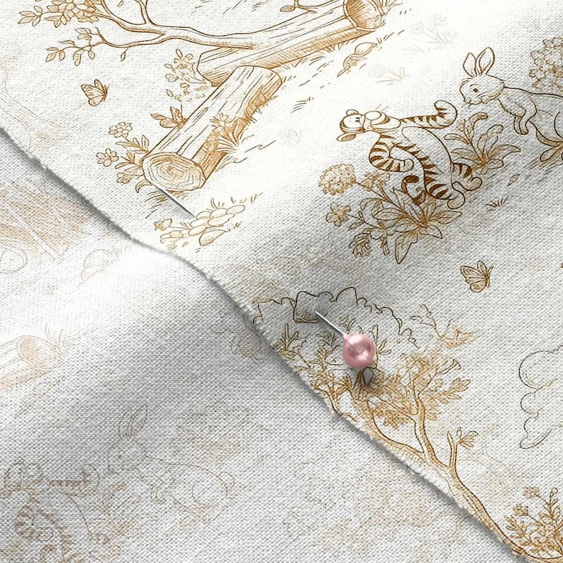 Vintage Winnie the Pooh Toile Seamless Pattern for Baby Shower Crafts (PNG) image 2