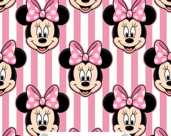 Pink Bow Mouse Digital Paper JPG | Pink and Cream Vertical Stripes with Polka Dot