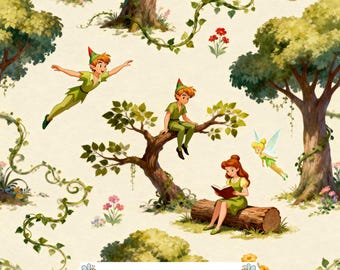 Enchanted Forest Digital Paper JPG | Flying Boy, Fairy and Storybook Woodland Scenes