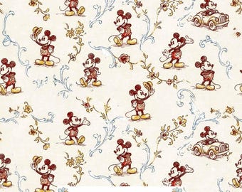Vintage Mouse Digital Paper JPG | Burgundy Characters, Blue Floral Scrolls and Golden Cars