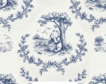 Victorian Winnie the Pooh Toile Seamless Pattern — Digital Paper for Nursery Crafts