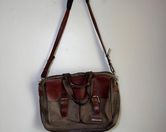 Vintage L.L. Bean Traveller Satchel Leder Aktentasche Messenger Bag Large Braun