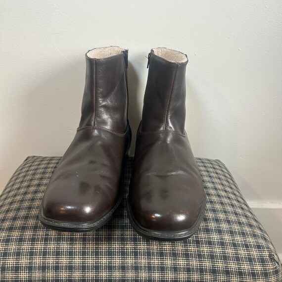 Hitchcock Mens Dark Brown Leather Lined Winter Zip Boots  display picture 1