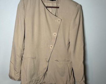 CASUAL CORNER SIGNATURE Women's Beige Asymmetrical Button Blazer Jacket Size 10
