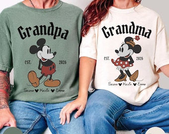 Disney Grandma Granpma Comfort Colors Shirt, Custom Kids Name Matching Disney Family Trip Tee, Minnie Mickey Custom, Family Disney Vacation