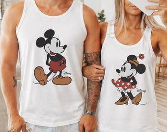 Comfort Colors® Retro Mickey Mouse Tank Top, Disney Mickey Minnie Mouse Classic Pose Couple Shirt, Disney Couple Matching Shirt