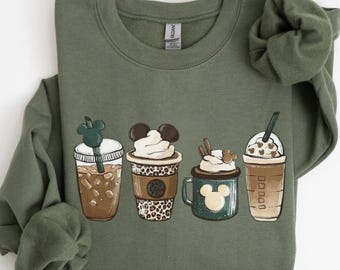 Disney Coffee Sweatshirt, Mickey Head Coffee Sweater, Disney Drink Coffee Hoodie, Disney Characters Coffee Sweatshirt, Gift For Coffee Lover