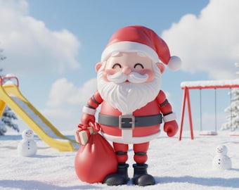 Cute Santa 3D Model STL File | Christmas 3D Print | Holiday Decor Digital Download | Santa Claus Ornament | Festive 3D Print File Xmas day