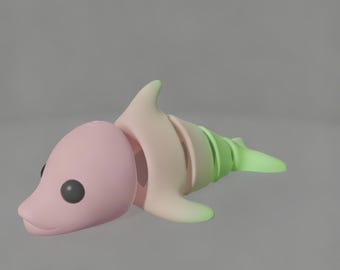 Flexi Fish 3D Model | Articulated Kawaii Dolphin STL File