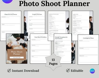 PhotoShoot Planner, Photography Planner, Photo Organizer, Creative Planner, Business Template, Shot List Template, Printable Planner