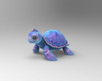Cute Sea Turtle STL | Cute Tortoise Toy | Print in Place | 3D Printed File | Oceanic 3D Model | Desk Fidget Pet | Cinder wing Style Desk Pet