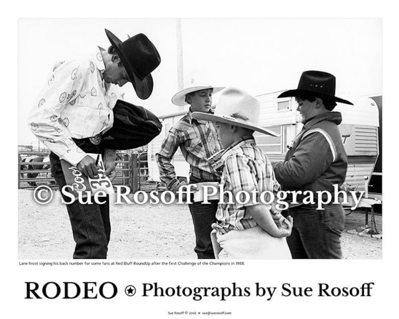 Lane Frost Signing His Back Number for Some Red Bluff Kids in 1988