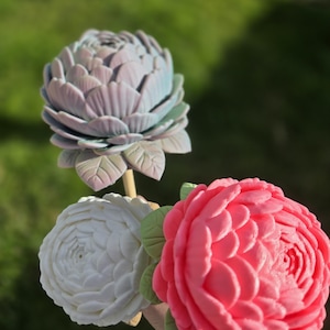 Peony flower stake print file (3mf&stl) - Garden, decoration, spring, summer with commercial license