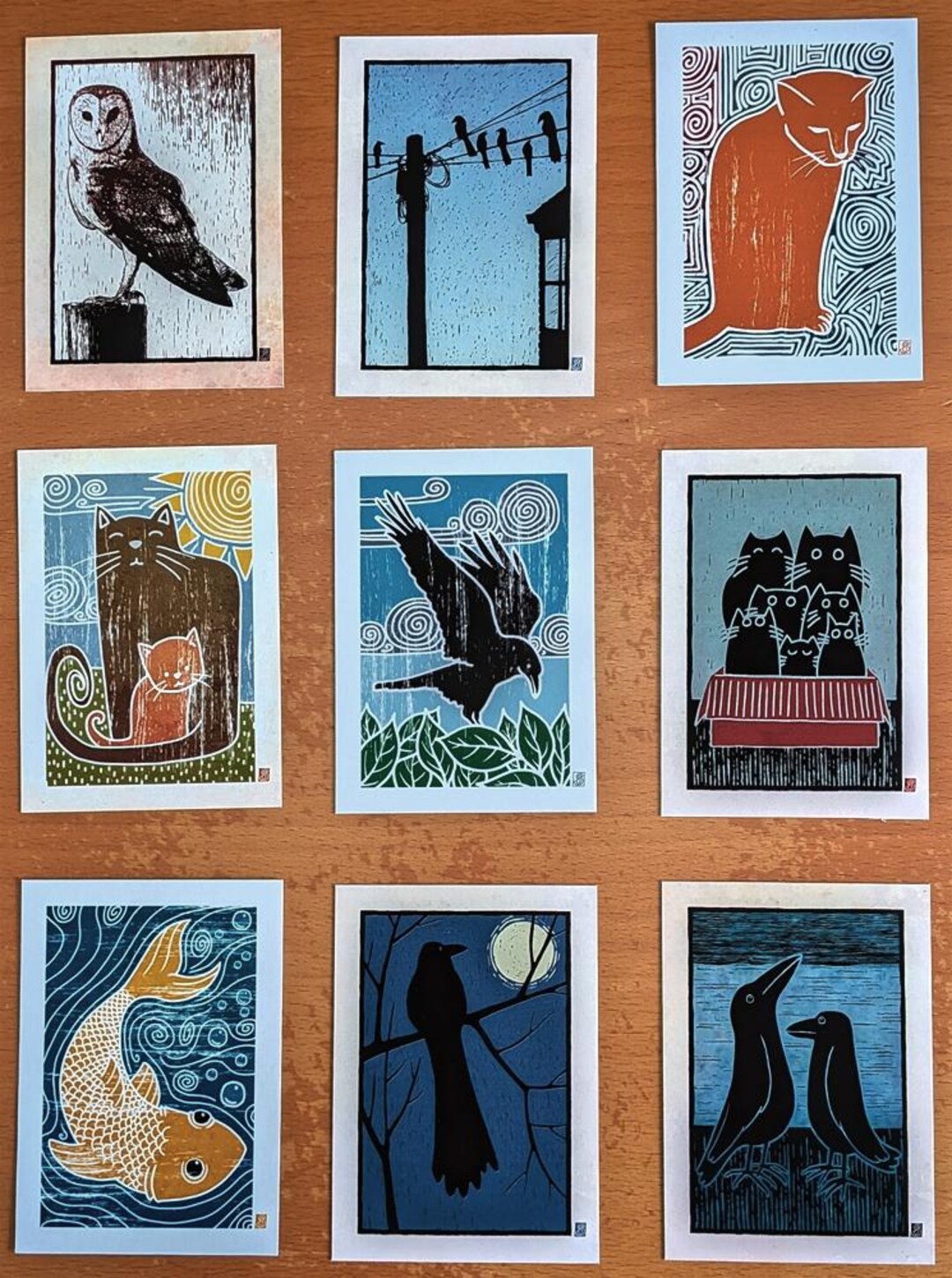 Stylised Animals, ACEO Print Collection; 9 Art Cards (2.5 X 3.5 in Each ...