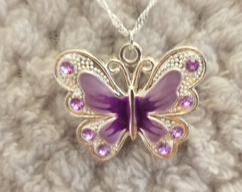 Pink and Purple Butterfly pendants Auracrea Jewelry Choker Necklace
